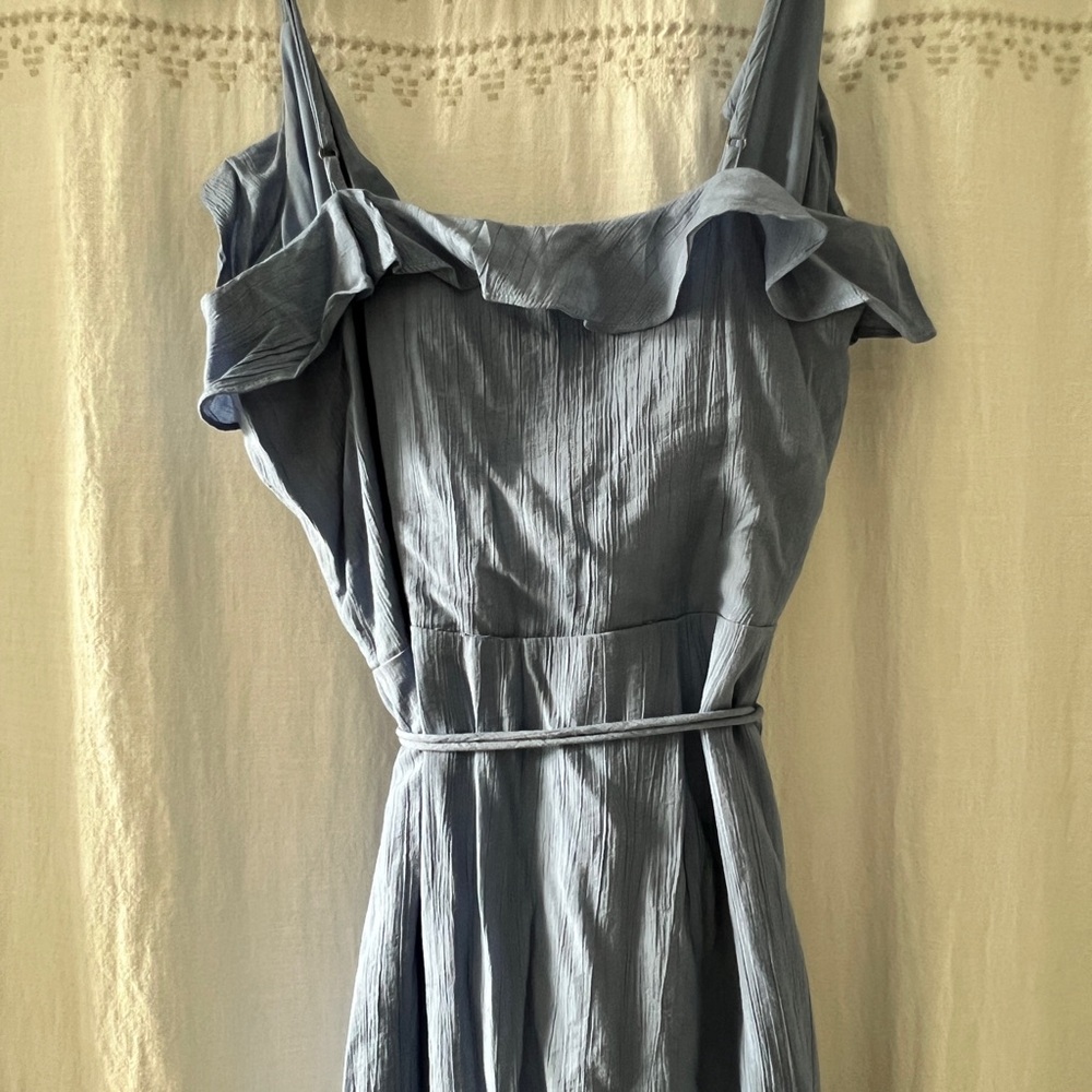 WORN ONCE Abercrombie & Fitch Blue Ruffle Wrap Midi Dress size small - Picture 8 of 9
